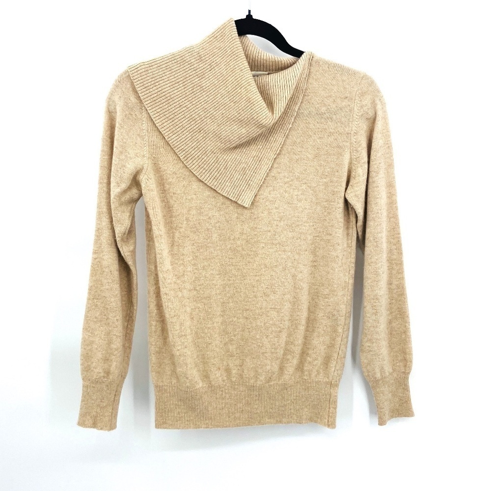LES TRICOTS Carroll for Sadimara Cream Silk Cashmere Blend Collared Sweater